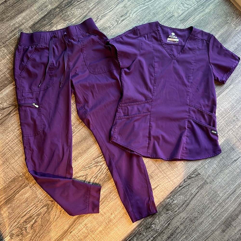 2 pairs of ADAR scrubs-eggplant color